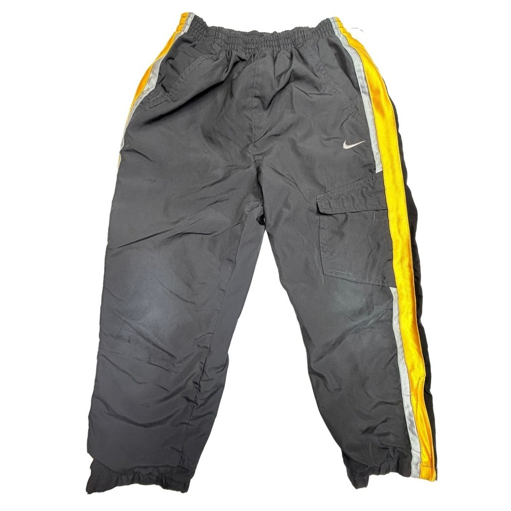 Vintage Y2K  2003 Nike Youth‎ Size 7 Lined Cargo Track Pants Black Yellow